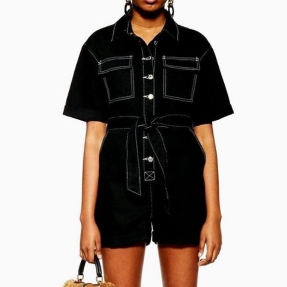 Black denim romper - Picture 2 of 10